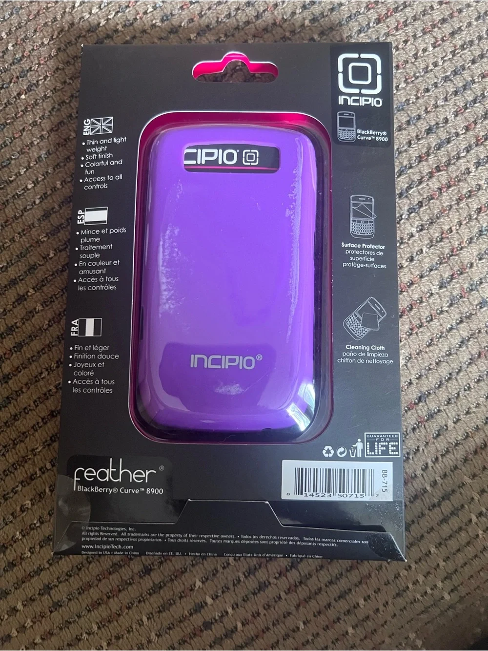 Incipio Feather Slim Protective Case for BlackBerry Curve 8900 - Purple